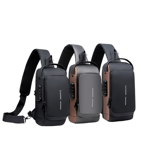 תיק כתף עם טעינת USB מאובטח אופנתי לגברים - Fashion