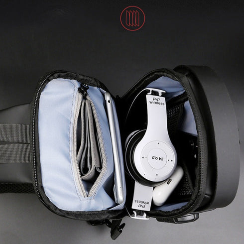 תיק כתף עם טעינת USB מאובטח אופנתי לגברים - Fashion