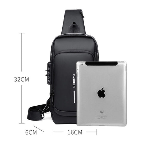 תיק כתף עם טעינת USB מאובטח אופנתי לגברים - Fashion