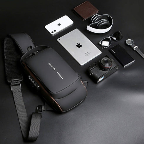 תיק כתף עם טעינת USB מאובטח אופנתי לגברים - Fashion